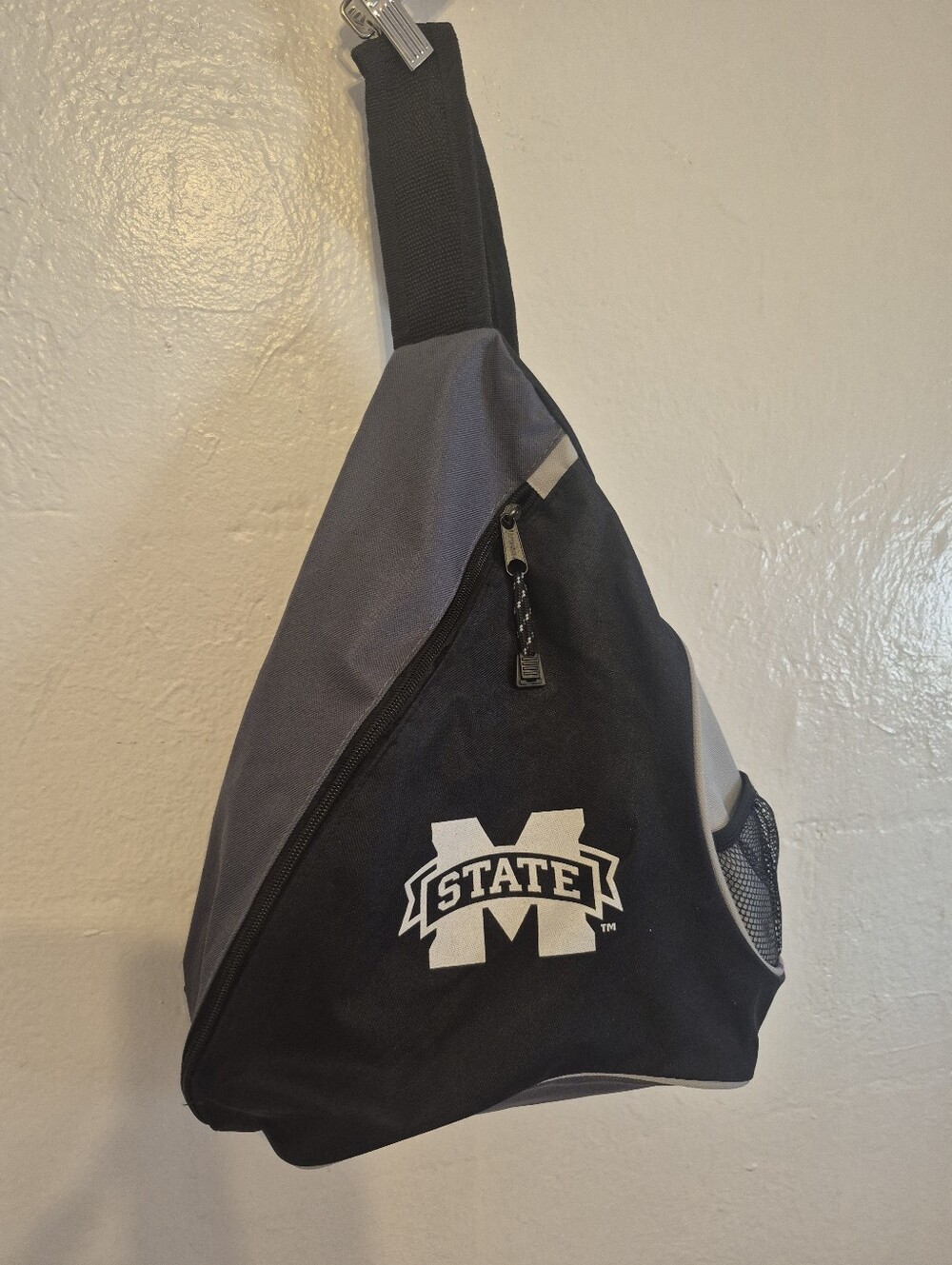 Mississippi State Triangular Sling Bag in Black & Gray New